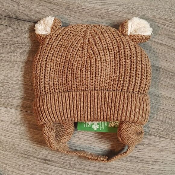 New With‎ Tag Newborn (Up to 7lbs.) Sherpa-Lined Bear Beanie - Picture 3 of 7